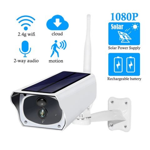 Solar Powered WIFI Camera 1080P HD WaterProof 2MP Security CCTV Video with Two Way Audio